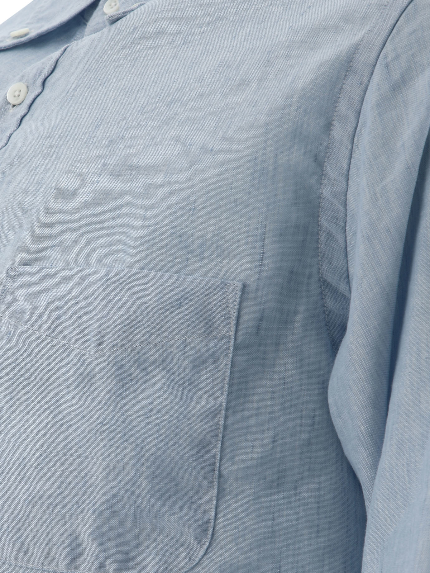 BEAMS PLUS Light Blue Linen shirt with chest pocket